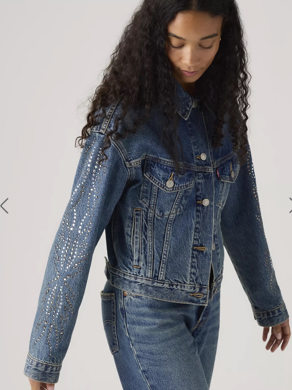 Levi's® Premium INDIGO RHINESTONE SHRUNKEN '90S TRUCKER DENIM JACKET SIZE MEDIUM